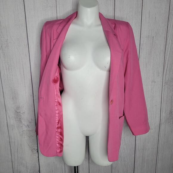 Vintage 80s 90s Pendleton Pink Lightweight Collared Blazer Jacket Womens Size L - Picture 2 of 11